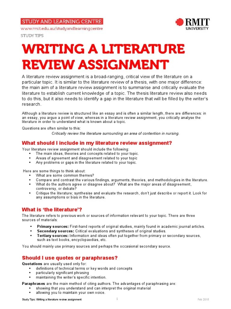 Writing a Literature Review Assignment Essays Psychological Concepts