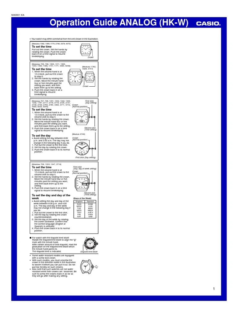 Manual Reloj Casio | PDF | Clock | Horology