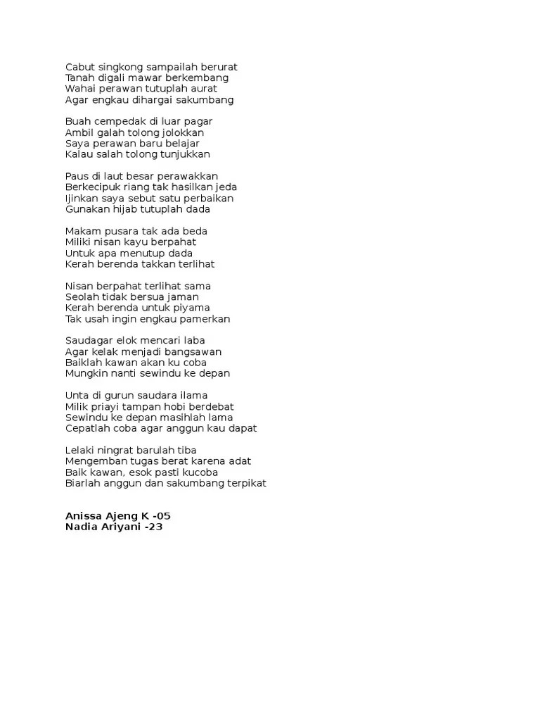 Contoh Pantun Berbalas Nasehat