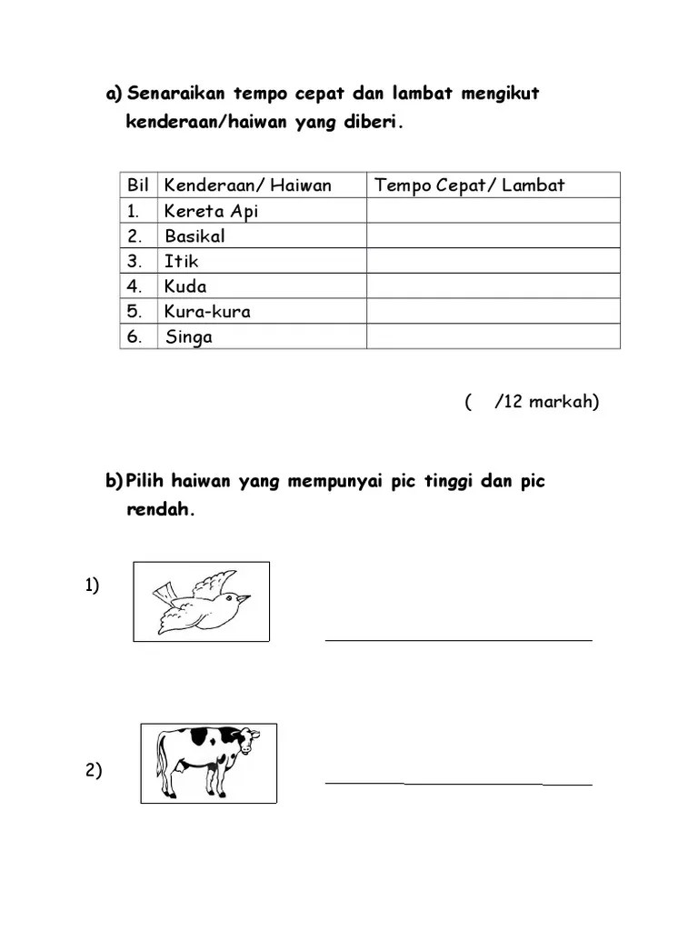 Senaraikan Tempo Cepat Dan Lambat Mengikut Kenderaan | PDF