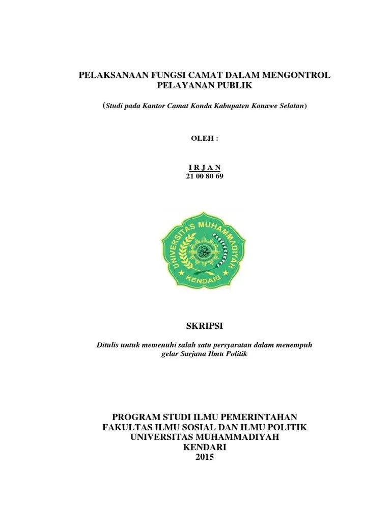 Skripsi Ilmu Pemerintahan Umk Kendari | Pdf