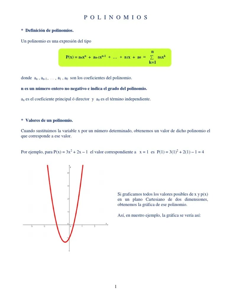 NOTAS Polinomios Factorización División (Matemáticas)