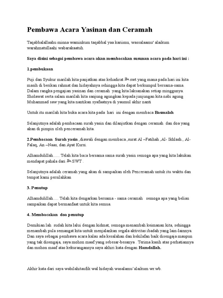 Teks Pembawa Acara Pengajian Bahasa Jawa – Dengan