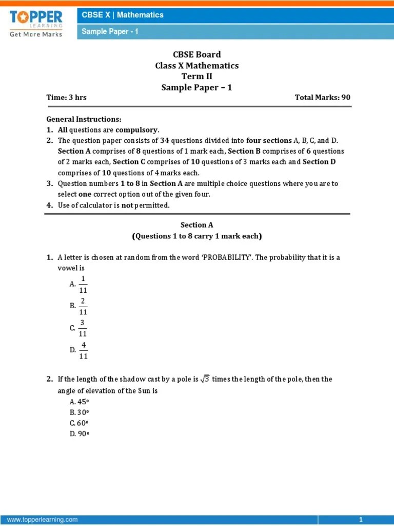 CBSEMathematics Sample Paper2Class 10(SAII) Circle Area