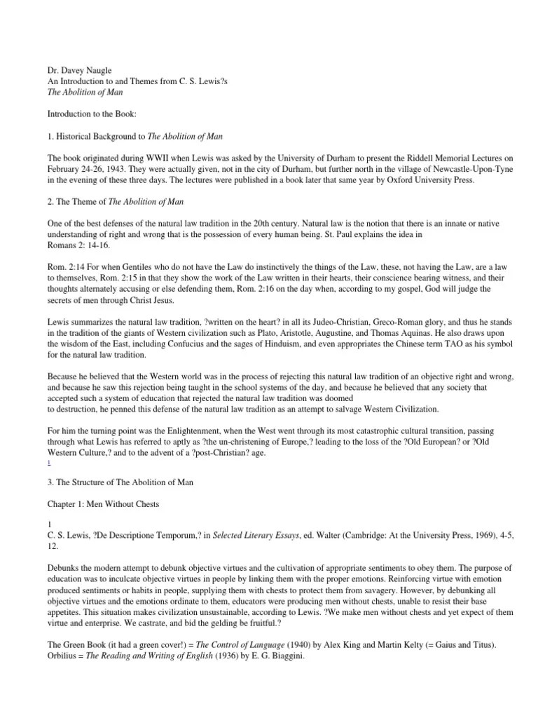 Abolition of Man Summary PDF Objectivity (Philosophy) Reason