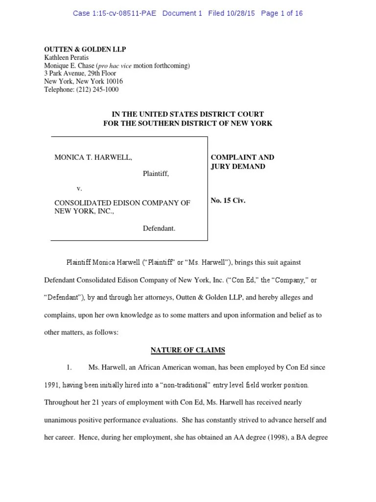 Complaint Harwell v. Con Edison PDF Lawsuit Government