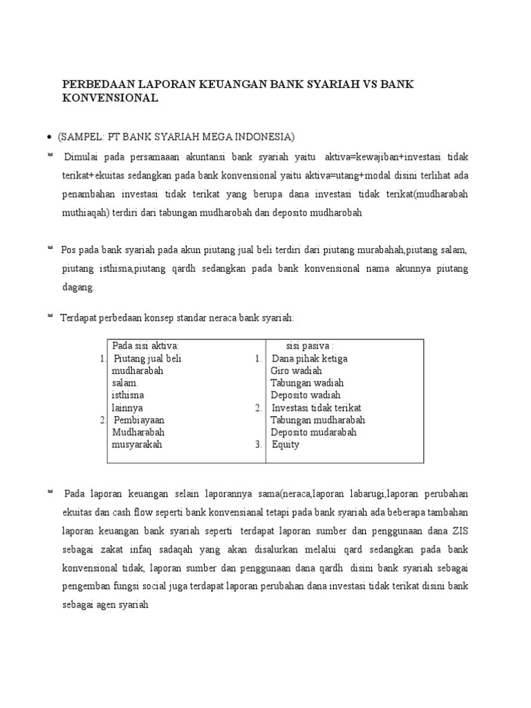 Perbedaan Laporan Keuangan Bank Syariah Vs Bank Konvensional PDF