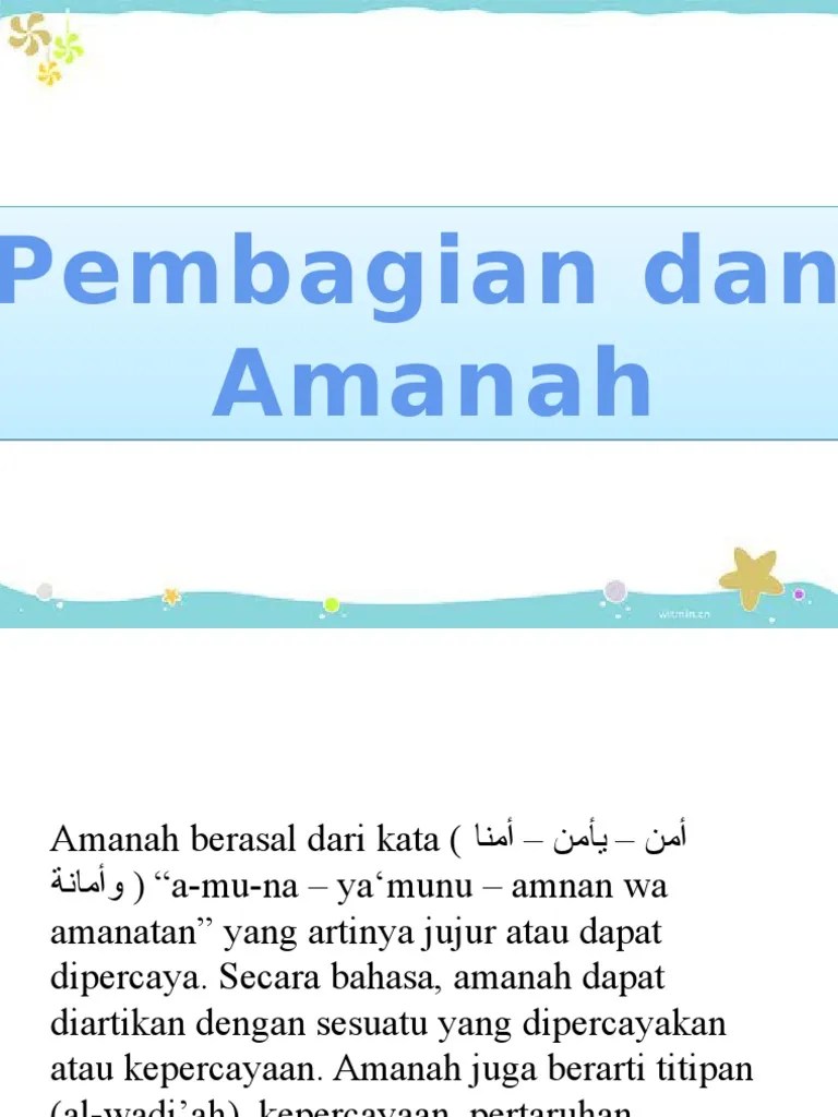 Pembagian Dan Amanah | PDF