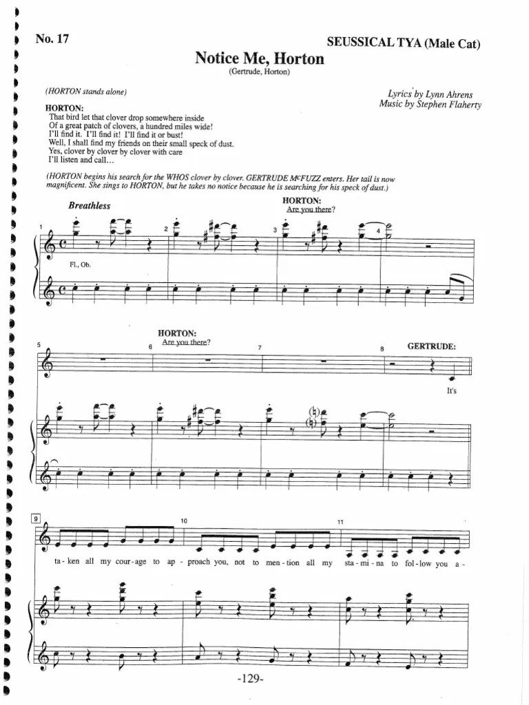 SeussicalNotice Me HortonSheetMusicDownload PDF PDF