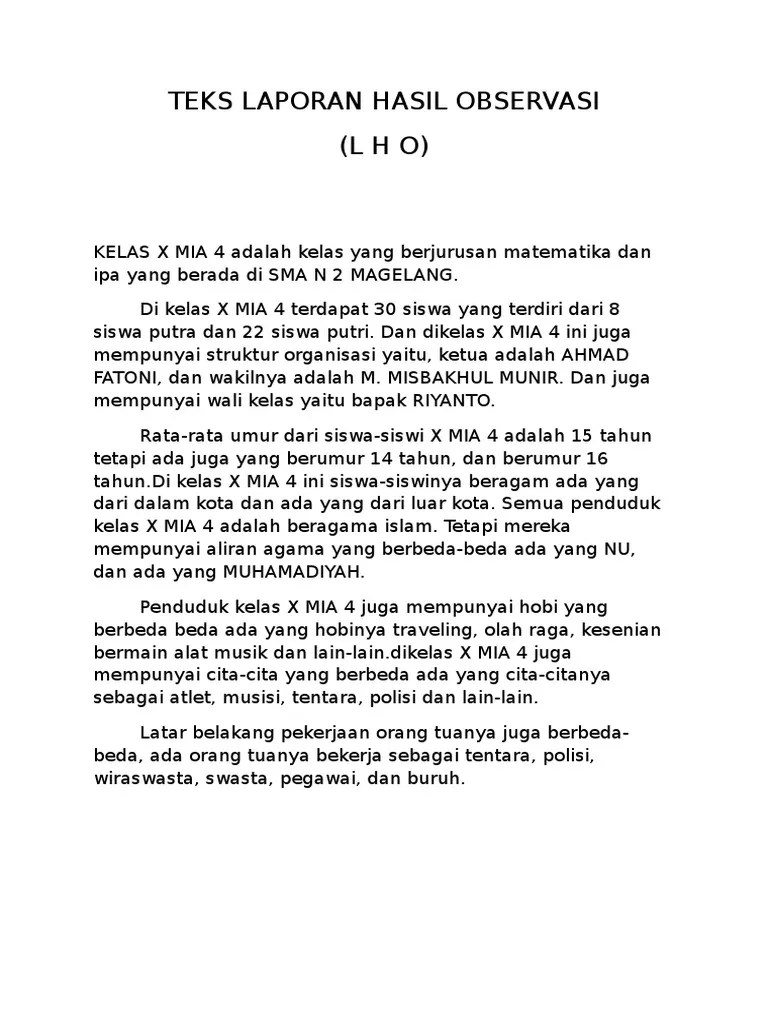 Contoh Teks Lho Singkat Aneka Contoh