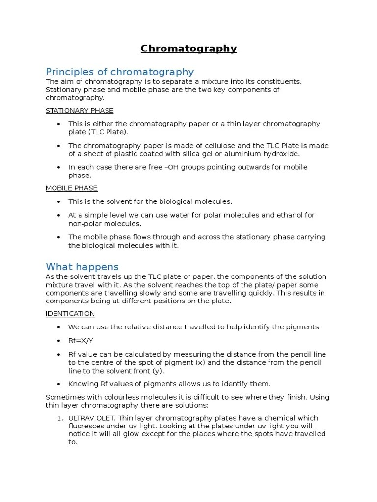 Chromatography Notes Thin Layer Chromatography Chromatography