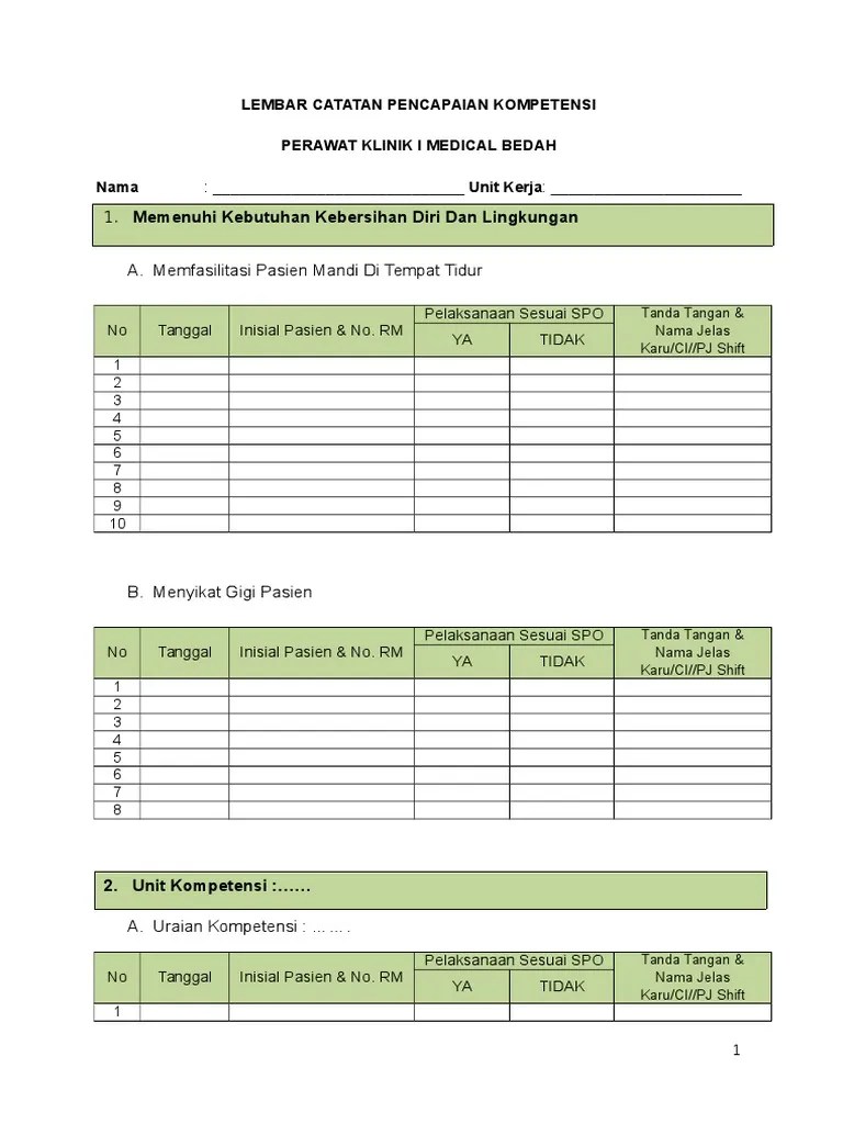 Contoh Log Book KMB PK I Kredensialing Perawat