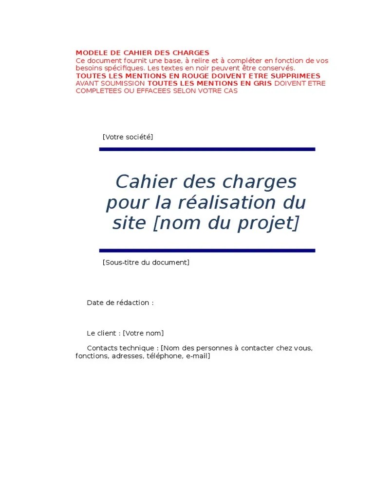 Modele Cahier de Charge Technologie
