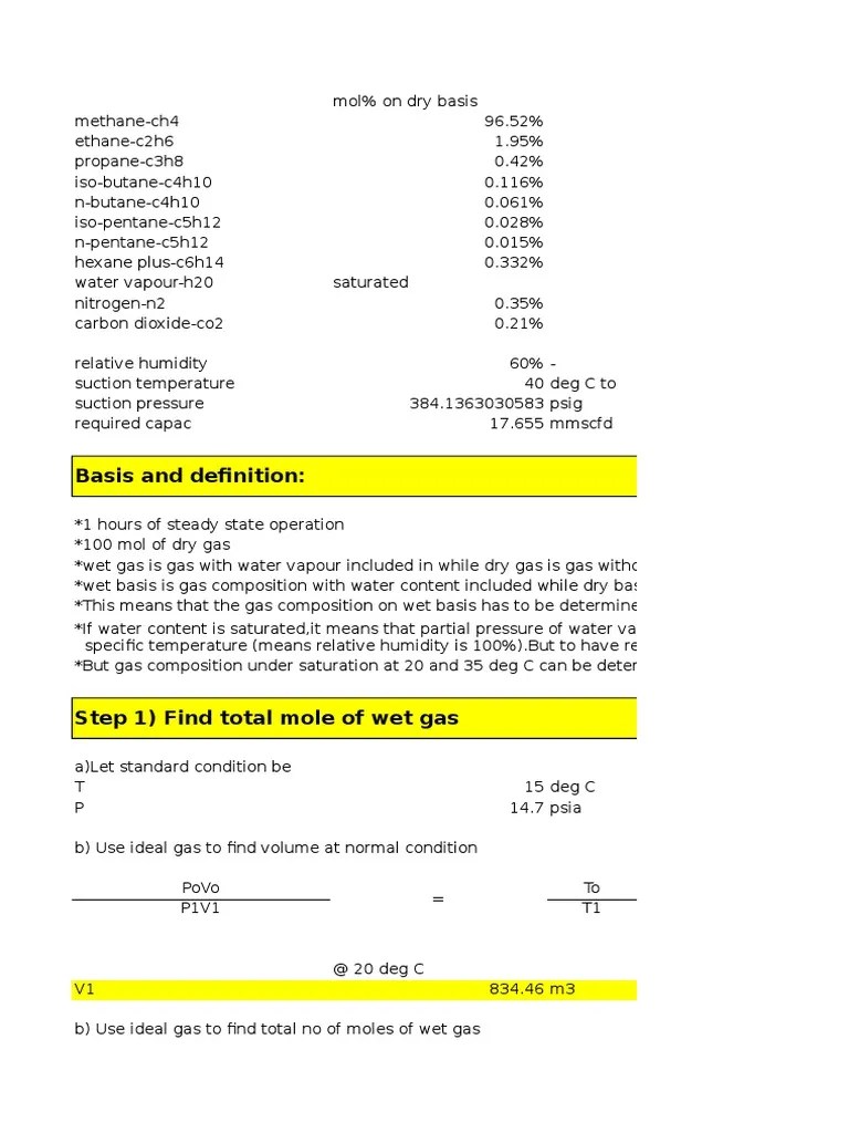 Dry Basis Calculation Relative Humidity Water Vapor