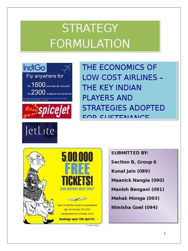 Strategies Followed By Low Cost Carriers Low Cost Carrier Airlines