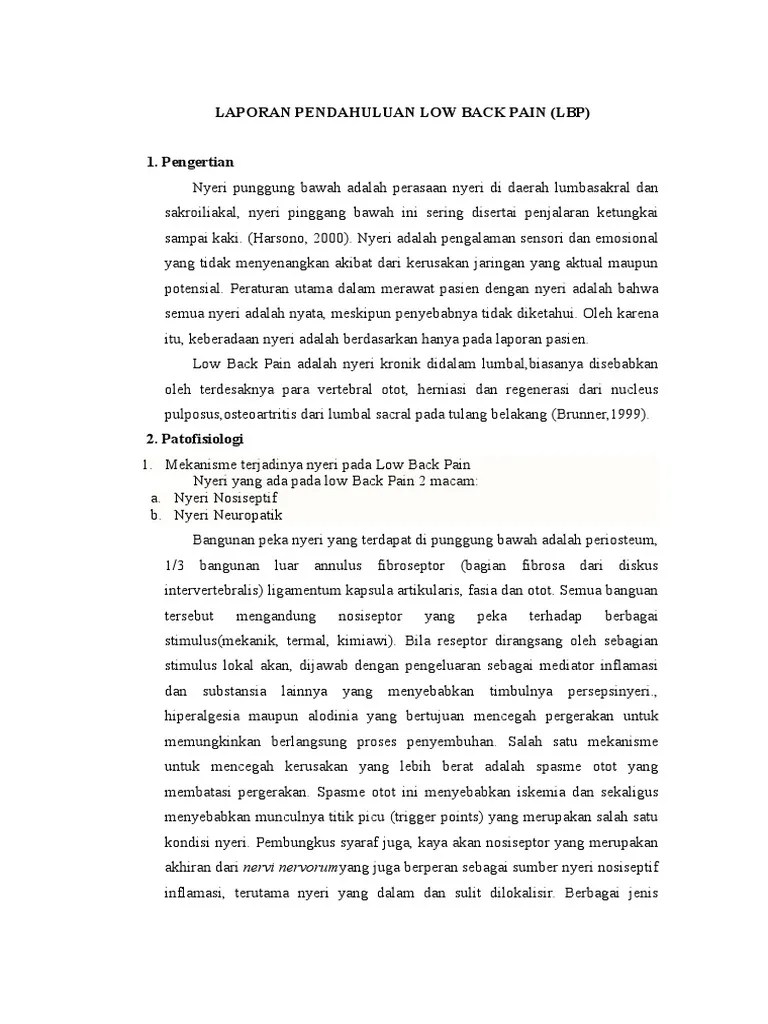 Laporan Pendahuluan Low Back Pain
