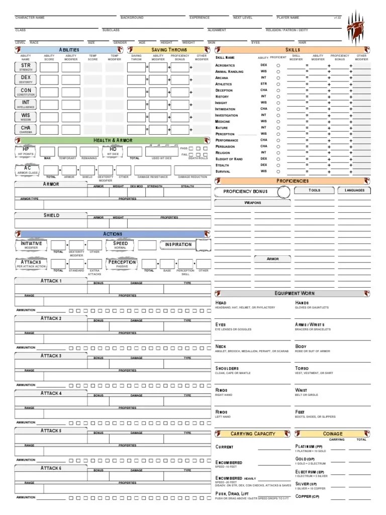 top dnd 5e printable character sheet harper blog jocat dd 5e
