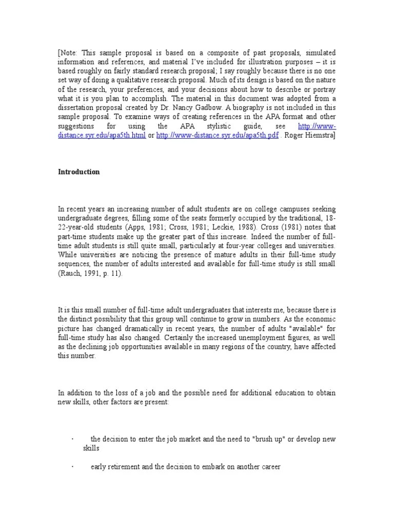 Title Qualitative Research Example . A Sample Qualitative Research Proposal Written in the APA ...