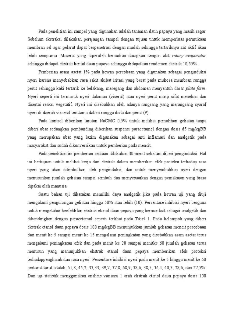 Analgesik Daun Pepaya Jurnal