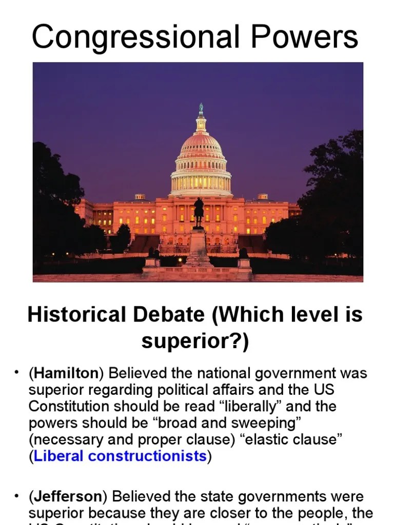 Powers of Congress United States Congress American Government