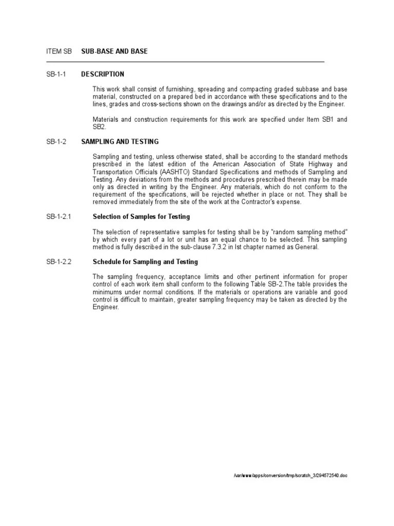 SubBase & Base (241199) PDF Construction Aggregate Road Surface