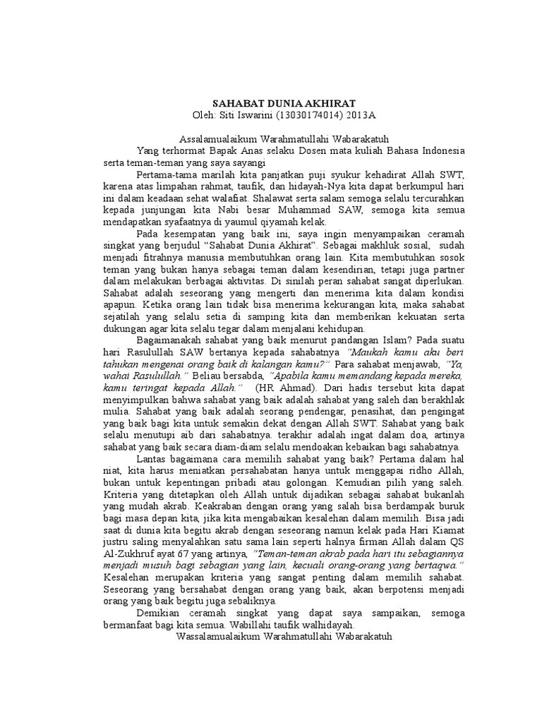 Ceramah Singkat Tentang Persahabatan – Tulisan