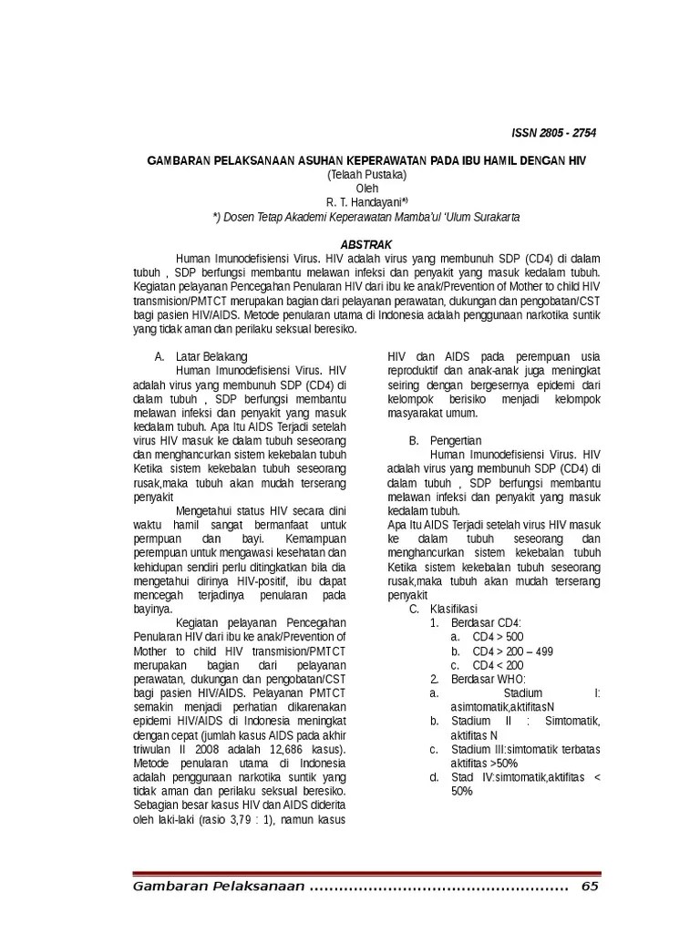 9 Asuhan Keperawatan Pada Ibu Hamil Dengan Hiv Jurnal