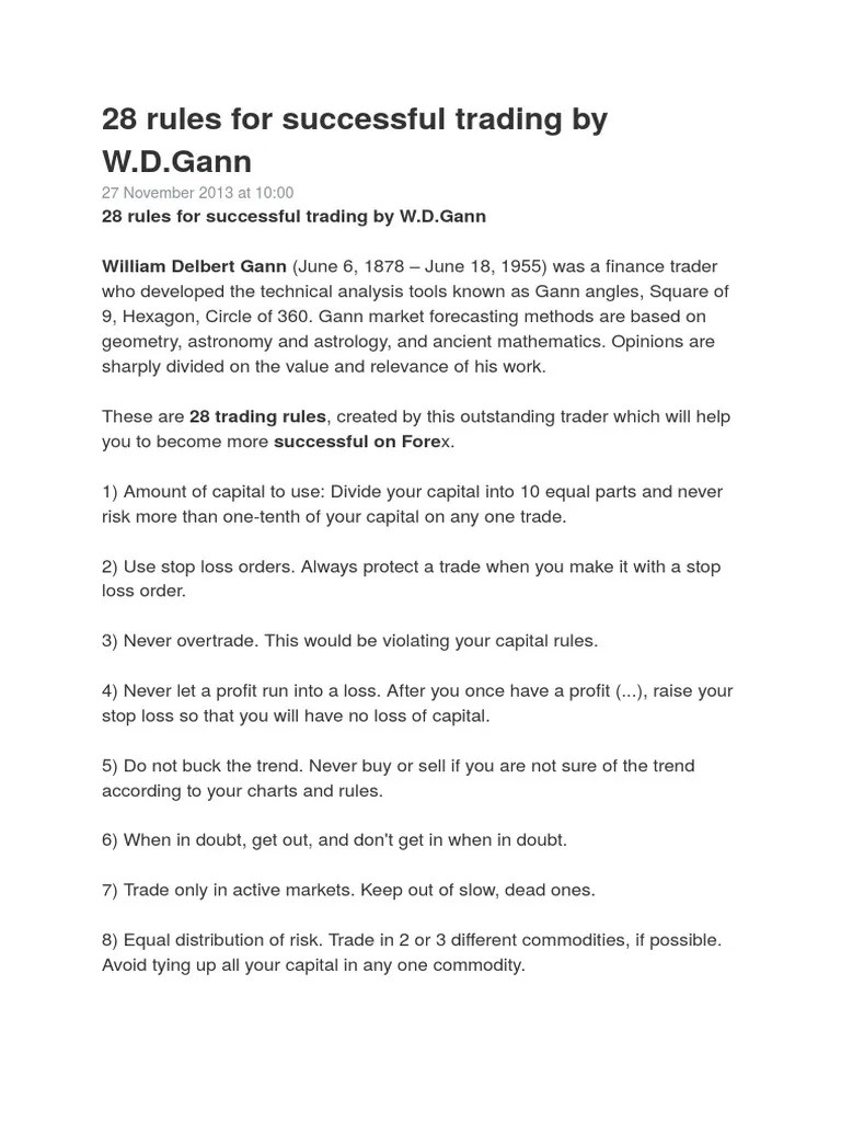 W.D. Gann's 28 Rules for Successful Trading Insights from a Legendary