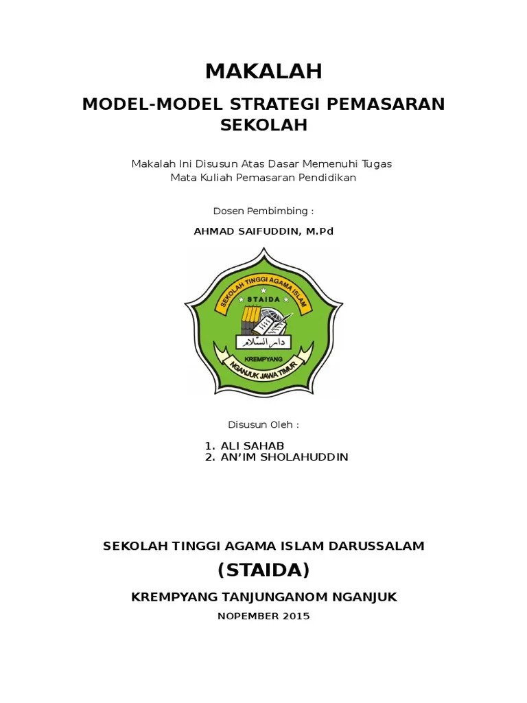 Makalah ModelModel Strategi Pemasaran Sekolah