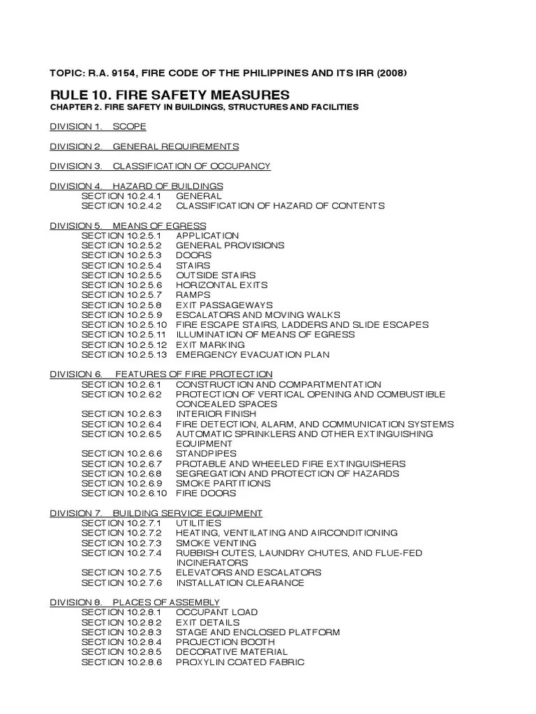 FIRE CODE of the Philippines Fire Safety Building Engineering