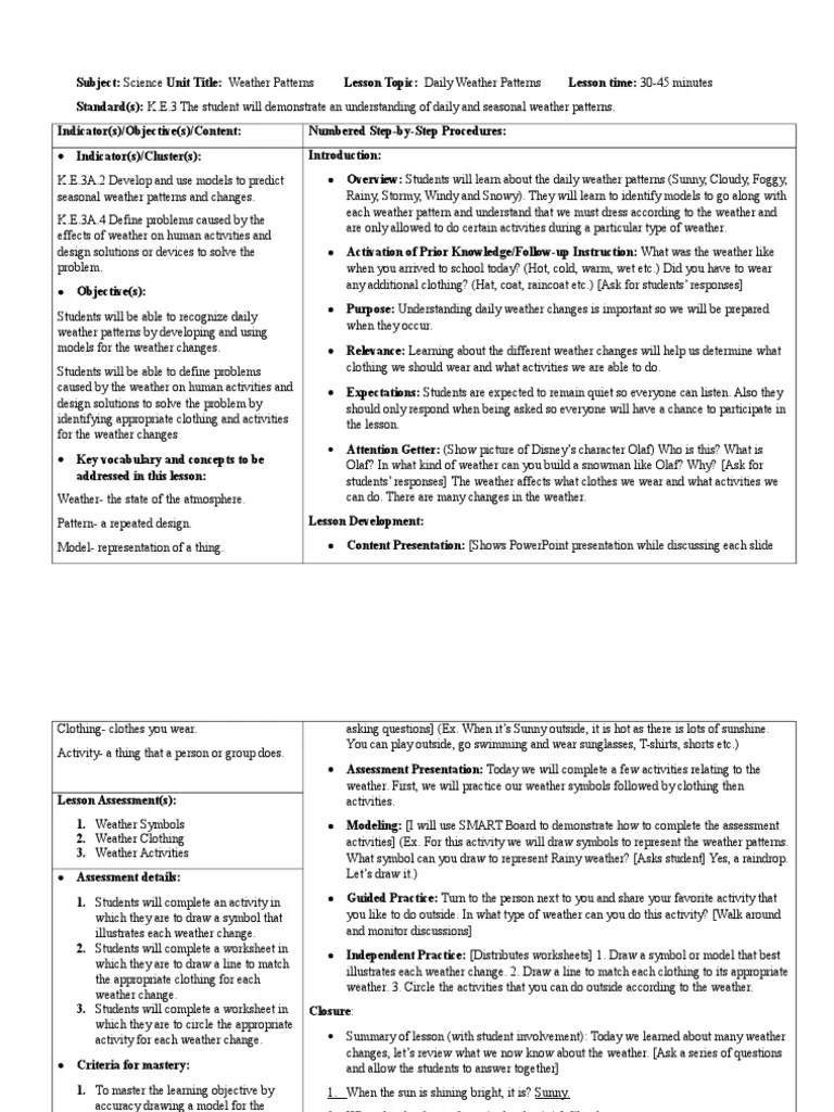 weather lesson plan Weather Educational Psychology Free 30day