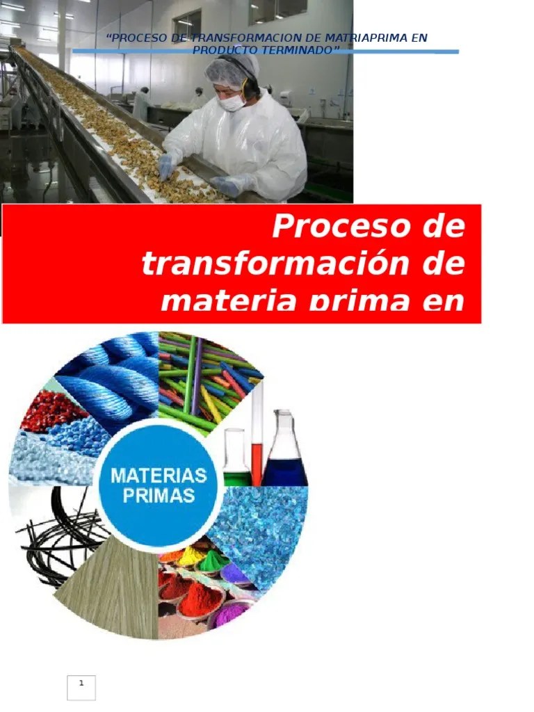 Transformacion De Materia Prima A Producto Terminado Material Colección