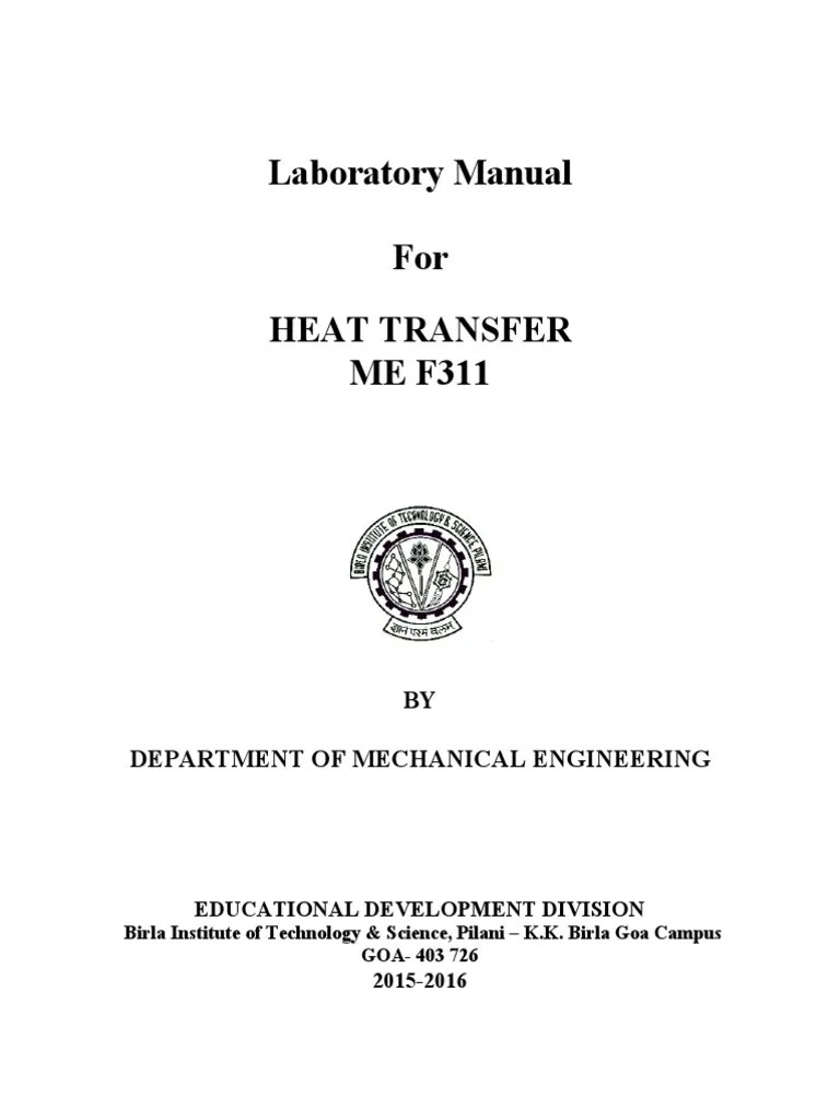 Heat Transfer Lab Manual 201516 PDF Heat Transfer Transport