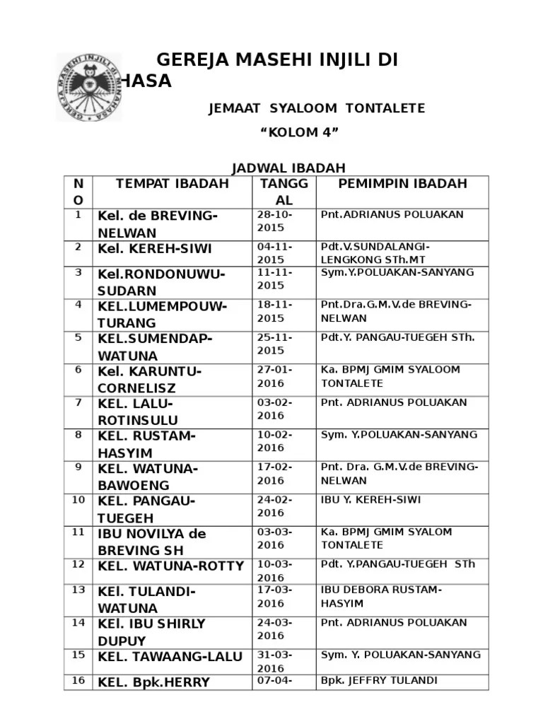 contoh jadwal ibadah