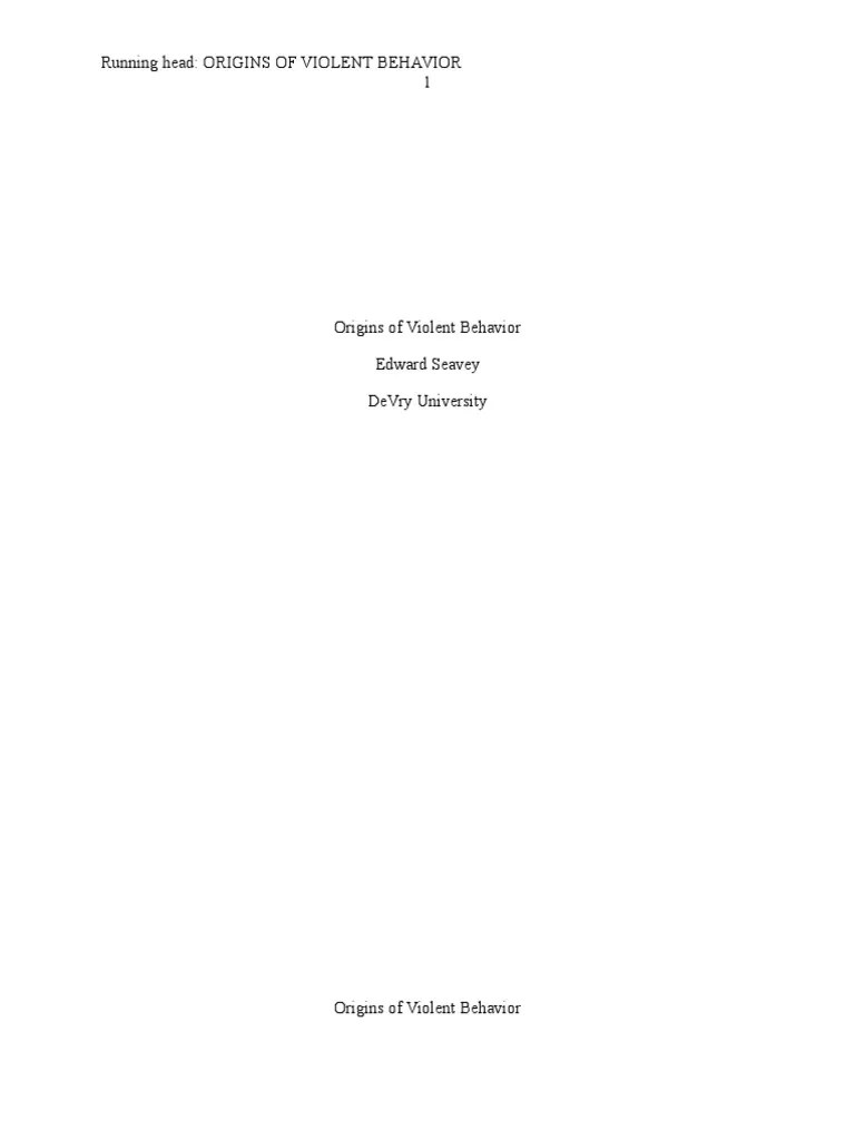 Origins of Violent Behavior PDF Social Support Violence