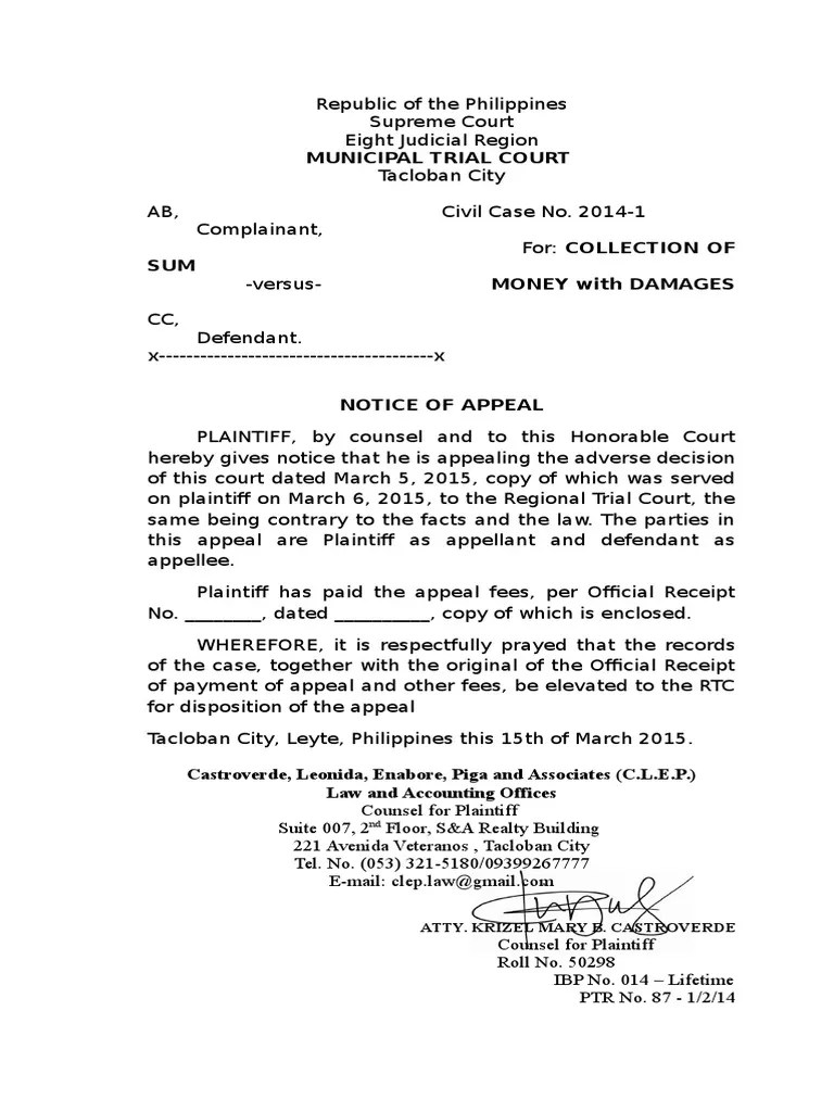 Notice of Appeal