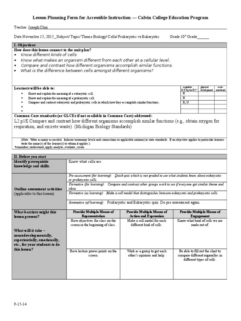 Lesson Plan Day 4 PDF Cell (Biology) Lesson Plan