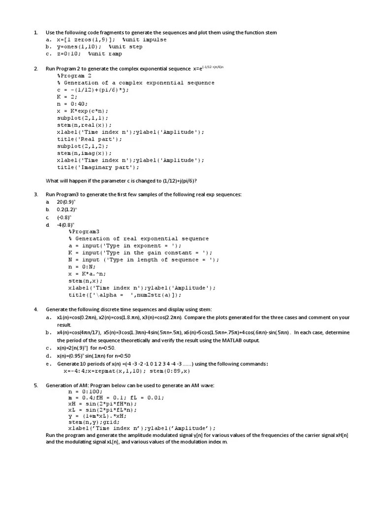 Matlab Questions PDF Discrete Fourier Transform Sampling (Signal