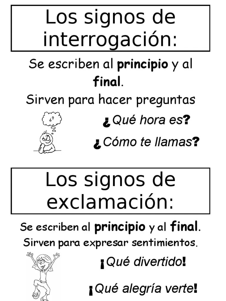 Los signos de interrogación y exclamación