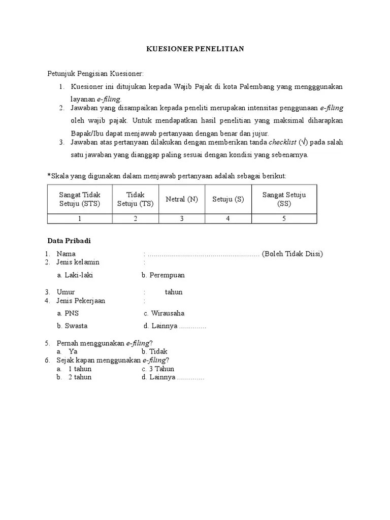 KUESIONER PENELITIAN Pajak | PDF