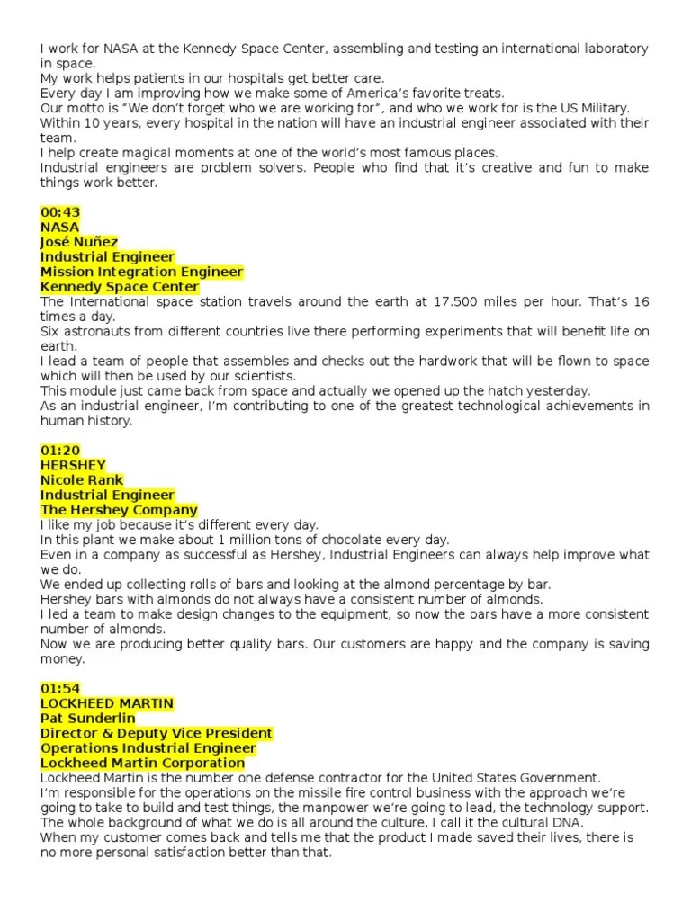 Industrial Engineering Script Nasa Industrial Engineering