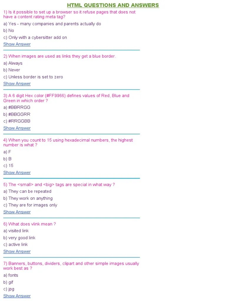 HTML Quiz Questions and Answers _QualityPoint Technologies Html