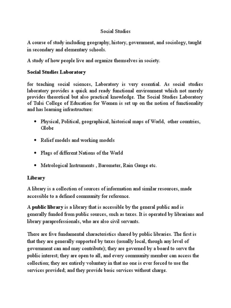 Social Studies Laboratory PDF Museum Libraries