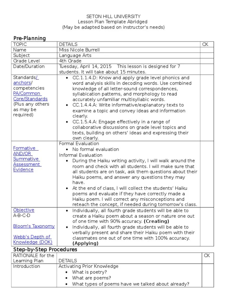 poem inquiry lesson plan Haiku Poetry