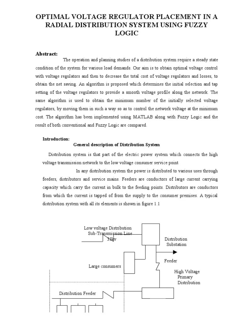 Optimal Voltage Regulator Electric Power Distribution