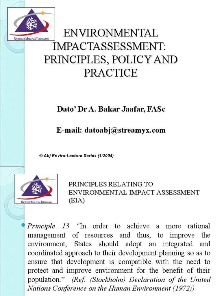 ENVIRONMENTAL IMPACT ASSESSMENT (MSM3208) LECTURE NOTES 7Principles