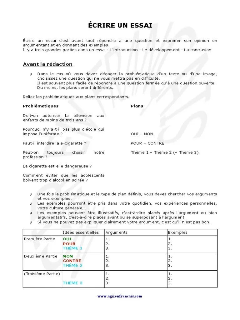 Écrire Un Essai PDF Phrase Science