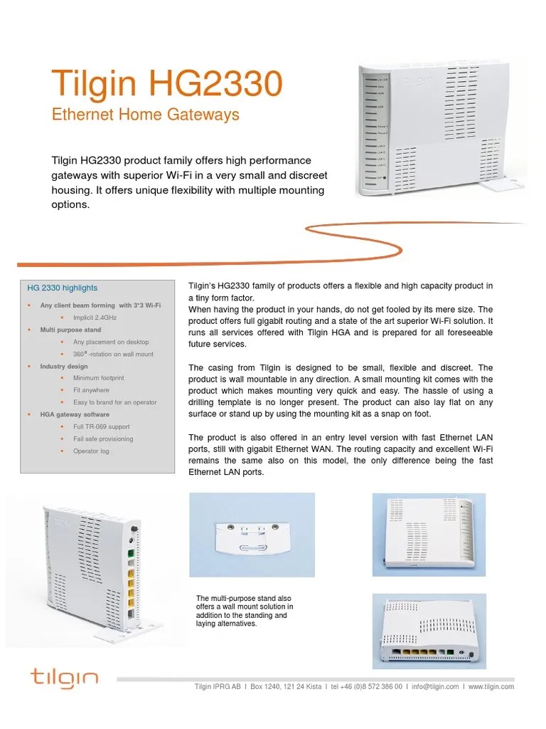 Tilgin HG2330 Home Gateways PDF Wireless Lan Ieee 802.11