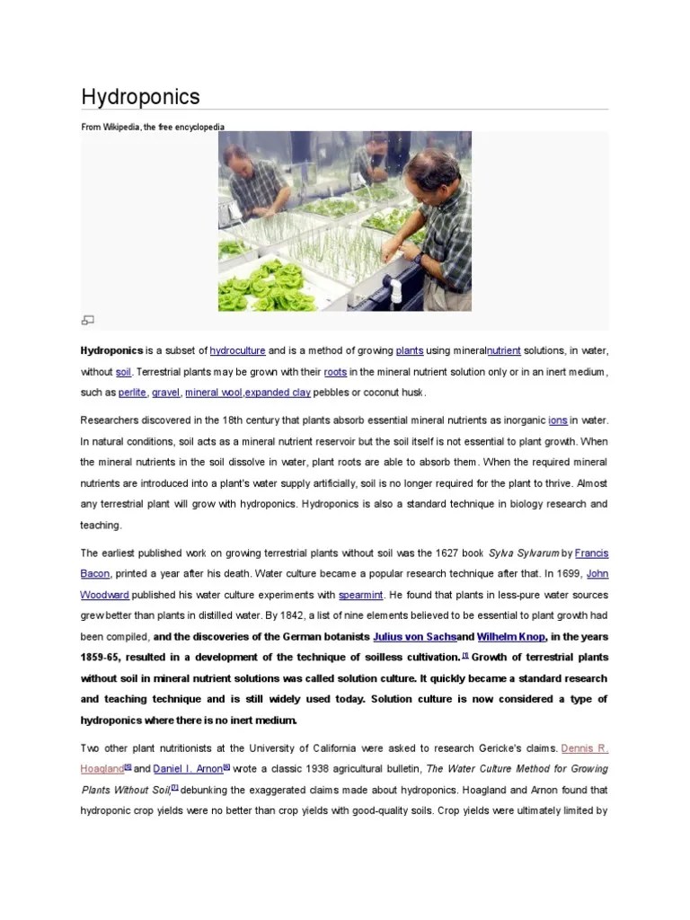 Hydroponics | PDF | Hydroponics | Plant Nutrition