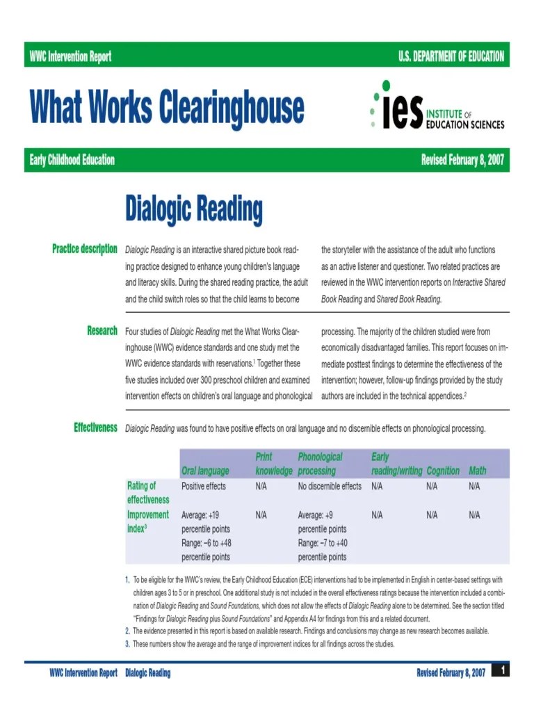 Dialogic Reading PDF Reading (Process) Early Childhood Education